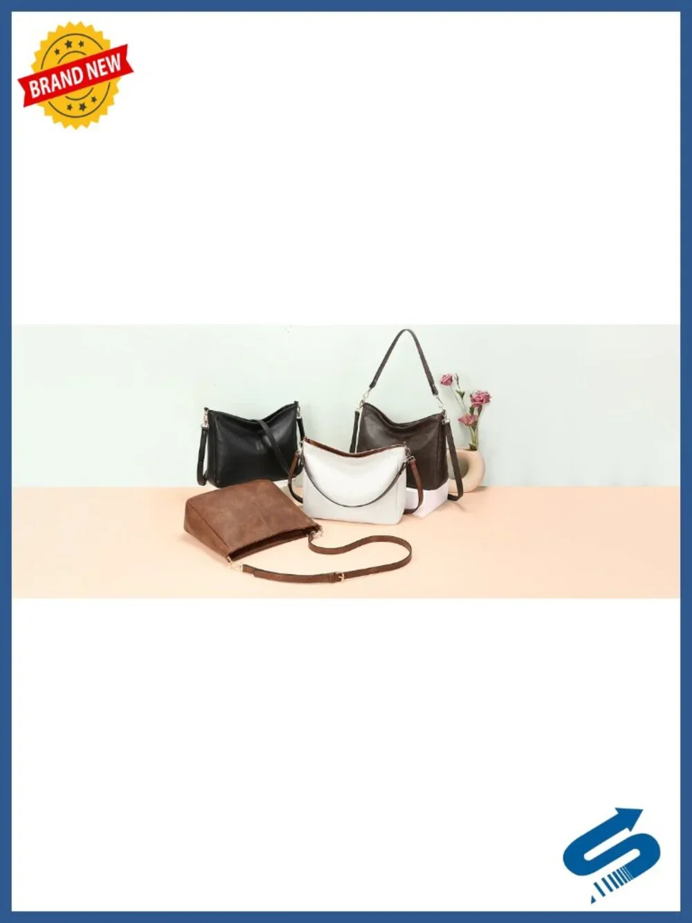Soft Vegan Leather Hobo Bag with Two Straps, Fits 14.5